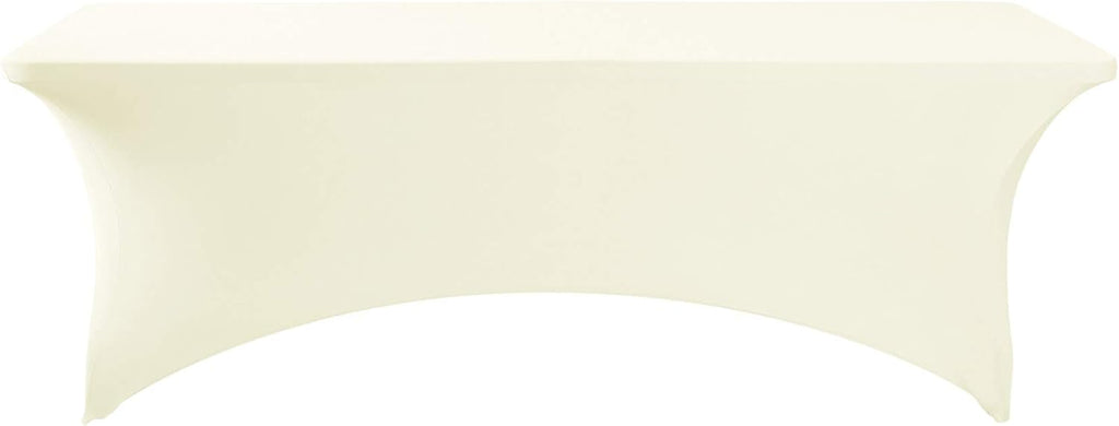Spandex Table Cover for 8FT or 4ft or 6ft Table Universal Fitted Stretch Tablecloth for Party, Banquet, Wedding and Events-Ivory