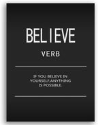 Believe Verb Motivational Quotes Canvas Wall Art Inspirational Positive Poster Print Inspiring Picture Painting Framed Artwork for Office Gym Living Room Wall Decor Ready to Hang[30" W X 40" H]