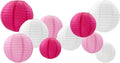 Paper Lanterns Decorations,Paper Hanging Decorations Ball Lanterns Lamps for Girl Birthday Parties, Bridal Showers, Baby Showers, Wedding（10 Pcs,4 in/6 in/8 in/10 in,Pink/White）