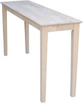 IC International Concepts Extended Length Shaker Console Table, 60" W x 16" D x 30" H Real/Solid Parawood, Kitchen/Dining, 50 Lbs. Wt. Capacity, DIY, Paint/Stain In Any Color, Unfinished