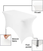 2Pack Spandex Waterproof Table Covers 4ft，Spandex 4ft Waterproof Table Cover for Party,Wedding, Banquet, and Events(White)
