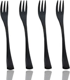JASHII 18/10 Stainless Steel 4 Piece Mirror Polished Black Cake Fork Pie Fork Black Server Utensil Set 15.1CM