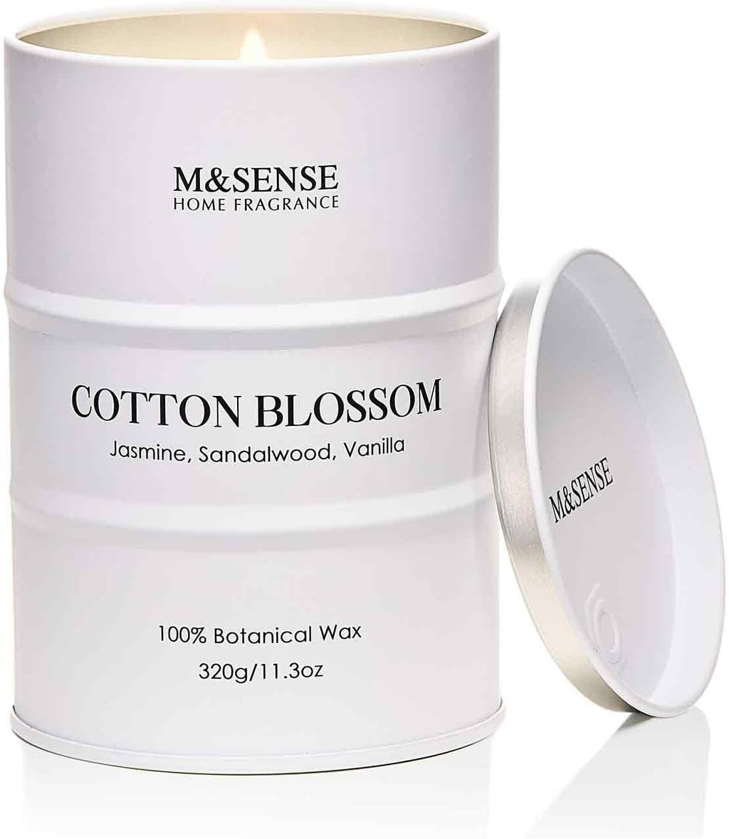 M&SENSE Cotton Blossom Scented Candles Natural Non Toxic, Aromatherapy Candle for Stress Relief Meditation Relaxing, Housewarming Gifts for Women Men, 11.3oz 70 Hour Long Burning