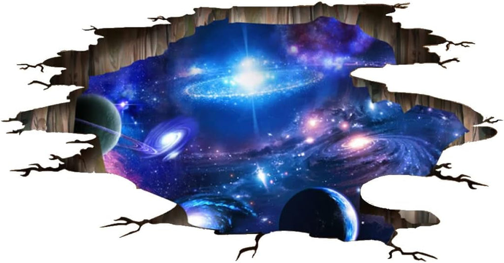 Blue Purple Galaxy Wall Decals, Removable Sticker,The Art Magic 3D Milky Way Dreamscape Home Decor (4 Sheets)