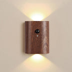 LANDGOO Smart Night Light Step Light - Rechargeable Motion Sensor Stair Lamp, 2700K Warm White LED Walnut Wood for Bedroom Hallway Safety (1 Pack)