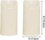 CANDLE CHOICE Outdoor Battery Operated Flameless Candles with Remote Timer Waterproof Flickering Plastic Electric LED Pillar Lights for Lantern Patio Garden Wedding Party Decorations 3x6 Inches 2 PCS