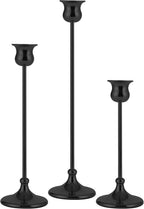Taper Candle Holder Tall Vintage Metal Candlestick Holders Candle Stick Candelabra for Halloween Thanksgiving Christmas Holiday Wedding (Matt Black, 1 Set (3 pcs))