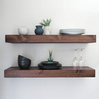 Modern Floating Shelves 3 Inches Thick for Wall, Wide Shelves for Kitchen, Living Room, Bedroom, and Bathroom, Natural Pine Wood, Rustic Wooden Shelf, (Set of 2) (Provincial, 36Lx3Hx6D)