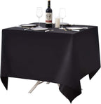 Surmente Square Tablecloth for Square or Round Tables 100% Polyester 85x85 Inch Table Cloth for Weddings, Banquets, or Restaurants (Black)