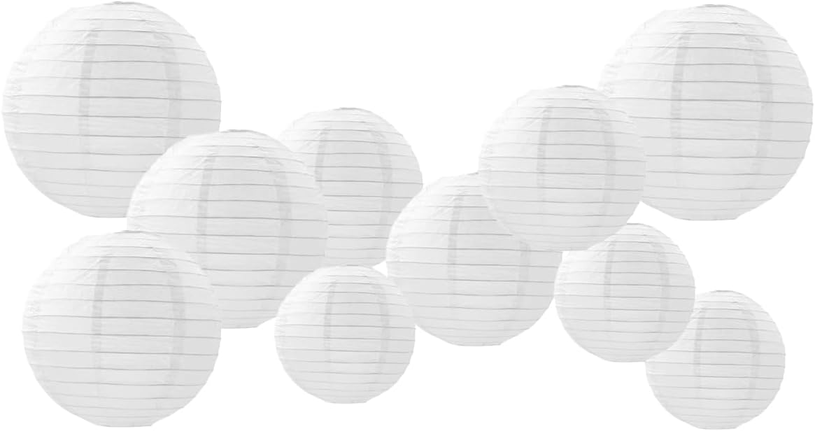 Paper Lanterns Decorations,Paper Hanging Decorations Ball Lanterns Lamps for Birthday Parties, Bridal Showers, Baby Showers, Wedding（10 Pcs,4 in/6 in/8 in/10 in,White）