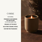 Homecourt Luxury Scented Candle, 60-Hour Burn Time, Soy Wax Blend & Organic Cotton Wick, Kiln-Fired Reusable Ceramic Vessel, Neroli Leaf, 8 oz