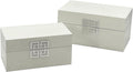 Galt International Storage Box Set Decorative Storage Box w/Hinged Lid Classic Design Wood Decor Boxes with Geometric Clasp Storage for Bedroom & Home - Set of 2 (White & Silver)
