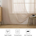 MIULEE 2 Panels Sheer Curtains for Living Room 54 X 96 Inches Brown | Window - Image 4