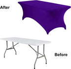 2Pack Spandex Waterproof Table Covers 8ft，Spandex 8ft Waterproof Table Cover for Party,Wedding, Banquet, and Events(Purple)