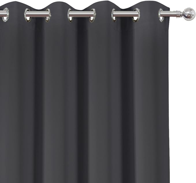 Blackout Curtains 66 x 72 Inch Long Dark Grey Curtains Set of 2 Panels Room - Image 6
