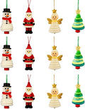 DIY Christmas Button Ornament Making Set - Snowman/Santa/Angel, Fun Holiday Craft Kit for All Ages, Ideal Xmas Tree Hanging Decor & Festive Gifts (E 12)
