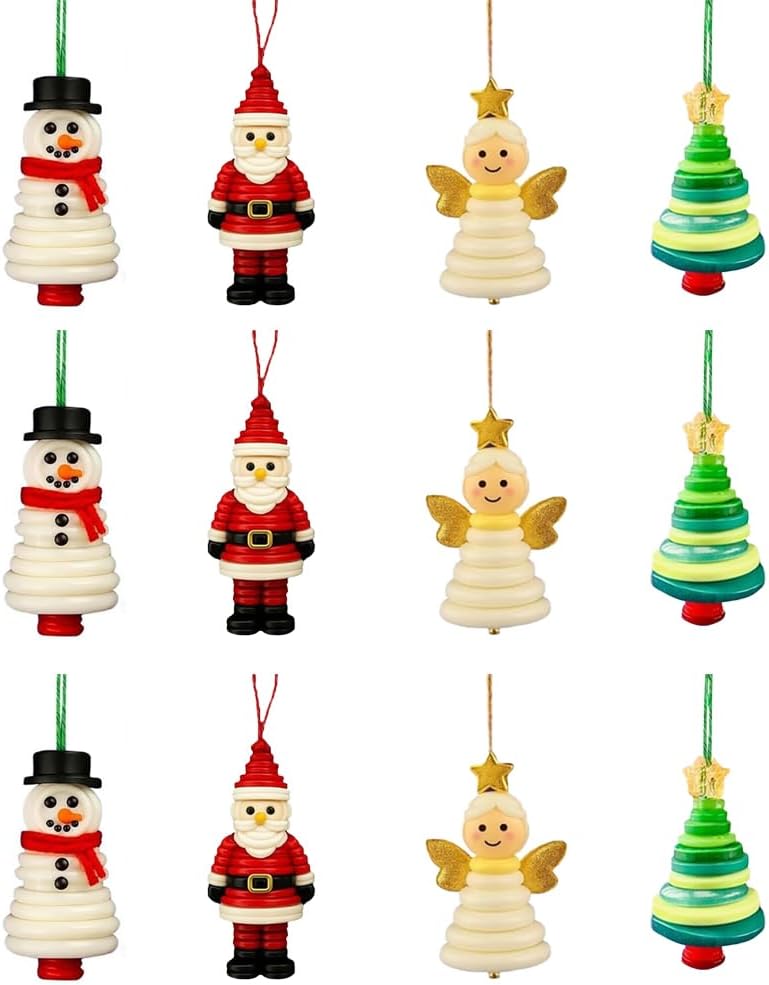 DIY Christmas Button Ornament Making Set - Snowman/Santa/Angel, Fun Holiday Craft Kit for All Ages, Ideal Xmas Tree Hanging Decor & Festive Gifts (E 12)