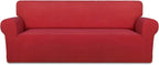 PureFit Stretch Oversized Couch Covers Fleece Sofa Slipcovers Red | 1-Piece by PureFit
