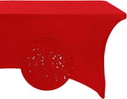 Spandex 8ft Waterproof Table Cover for Party,Wedding, Banquet, and Events(Red)