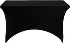 Spandex Table Cover for 4FT or 6ft or 8ft Table Universal Fitted Stretch Tablecloth for Party, Banquet, Wedding and Events-Black