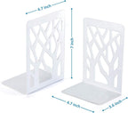 Book Ends, Bookends, Bookends for Shelves, Bookend, Book Ends for Heavy Books, White Metal Book Shelf Holder Home Decorative, Book Stoppers for Shelves, Bookend Supports 2 Pair