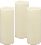 Waterproof Outdoor Battery Operated Flameless Candles with Auto Timer Flickering Plastic Resin Electric LED Pillar Lights for Lantern Patio Garden Wedding Party Decorations 3x8 Inches 3 Pack Ivory