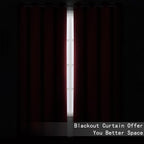 Blackout Curtains 52 x 90 Inch Long Burgundy Red Curtains Set of 2 Panels Room - Image 3