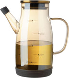 Large Glass Oil Dispenser Bottle for Kitchen Cooking Recipiente Para Aceite De Cocina Olive Oil Vinegar Dispenser Cruet Stainless Steel Lid No Drip Liquid Container (Champagne, 20oz / 600ml)
