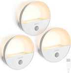 Rechargeable Battery Night Light, Motion Sensor Night Light, LED Warm White Magnetic Stick-on Motion Sensored Hallway Light, with Dusk to Dawn Sensor for Stairs, Wall, Closet, Cabinet (3 Pack)