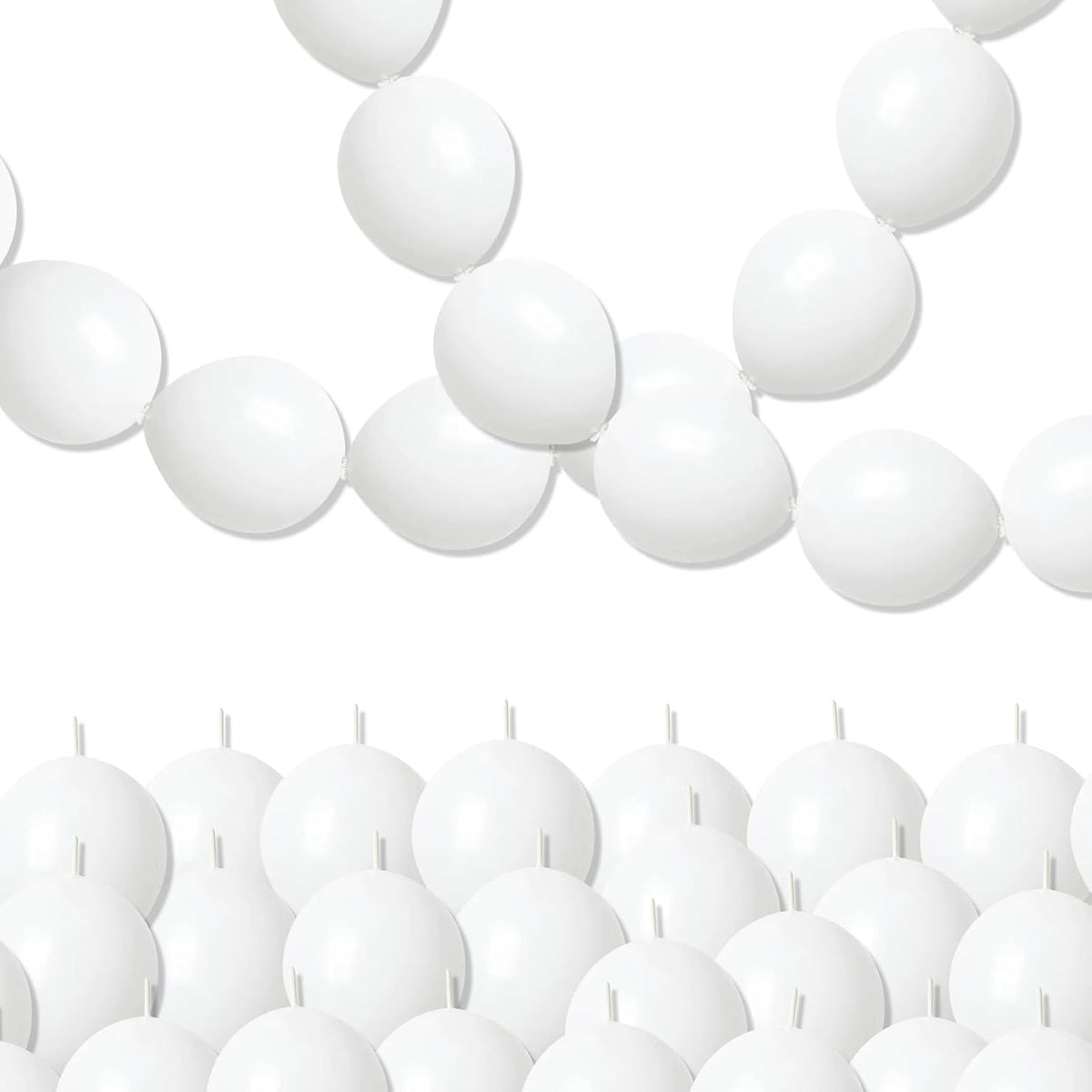 White Quick Link Balloons - 100PCS Linking Balloons for Wedding, Birthday, Baby Shower, Engagement, Graduation Party Decorations (10inch)