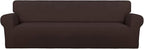 PureFit Stretch Couch Covers for Sofa 4 Seater Slipcovers Chocolate | 1-Piece by PureFit