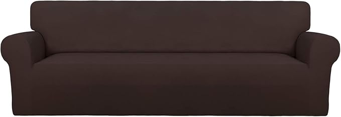 PureFit Stretch Couch Covers for Sofa 4 Seater Slipcovers Chocolate | 1-Piece by PureFit