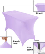 4Pack Spandex Waterproof Table Covers 4ft，Spandex 4ft Waterproof Table Cover for Party,Wedding, Banquet, and Events(Lavender)