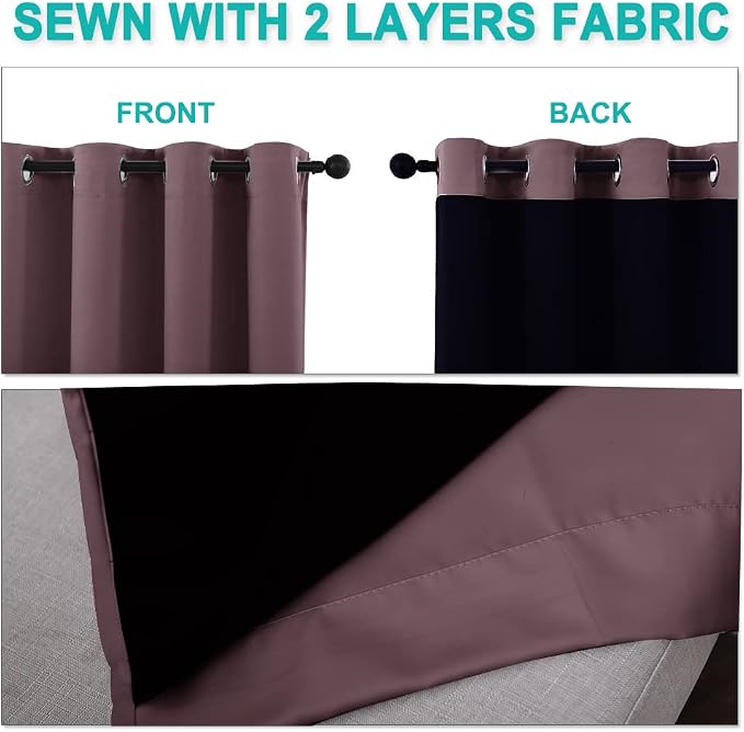 NICETOWN Dry Rose 100% Blackout Curtains - Image 5
