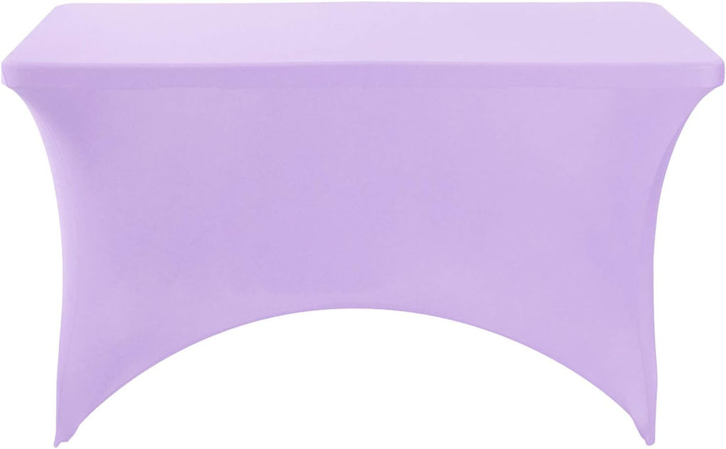 2Pack Spandex Table Cover for 4FT or 6ft or 9ft Table Universal Fitted Stretch Tablecloth for Party, Banquet, Wedding and Events-Lavender