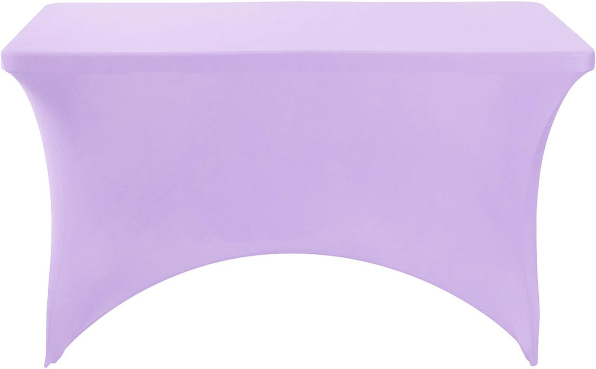 2Pack Spandex Table Cover for 4FT or 6ft or 9ft Table Universal Fitted Stretch Tablecloth for Party, Banquet, Wedding and Events-Lavender