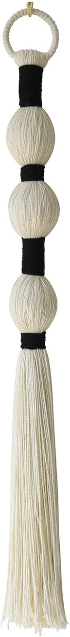 Macrame Wall Hanging Boho Wall Decor Small Sphericity Cotton Textile Tassel Hanging Fiber Yarn Art for Living Room Bedroom 27'' L x 2.3'' W