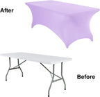2Pack Spandex Waterproof Table Covers 8ft，Spandex 8ft Waterproof Table Cover for Party,Wedding, Banquet, and Events(Lavender)