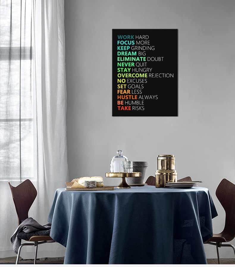 WYJZDZQ8 Motivational Poster Inspirational Canvas Wall Art Motivation Canvas Prints Artwork for Office Living Room Gym Modern Home Decor Painting Stretched and Framed Ready to Hang [18''Wx 24''H]