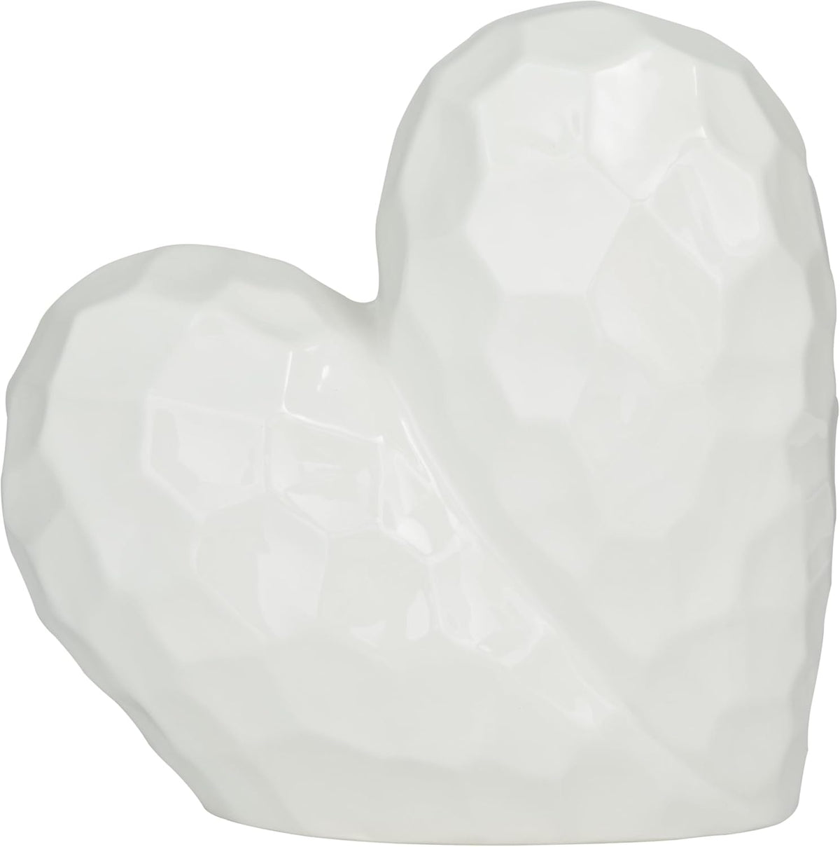 Deco 79 Porcelain Ceramic Heart Decorative Sculpture Dimensional Angled Origami Inspired Home Decor Statue, Accent Figurine 12" x 6" x 11", White