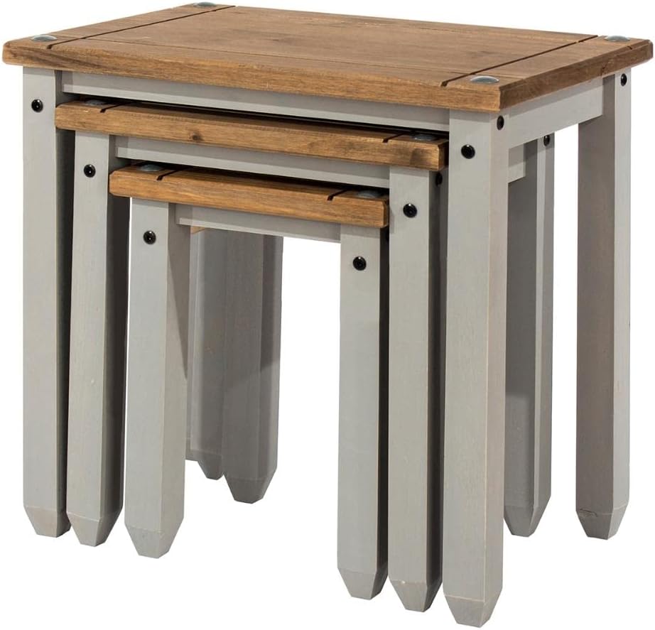 Wood Nest of 3 Tables Corona Gray