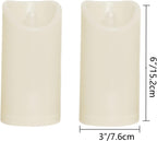 Waterproof Outdoor Battery Operated Flameless Candles with Auto Timer Flickering Plastic Resin Electric LED Pillar Lights for Lantern Patio Garden Wedding Party Decorations 3x6 Inches Ivory 2 Pack
