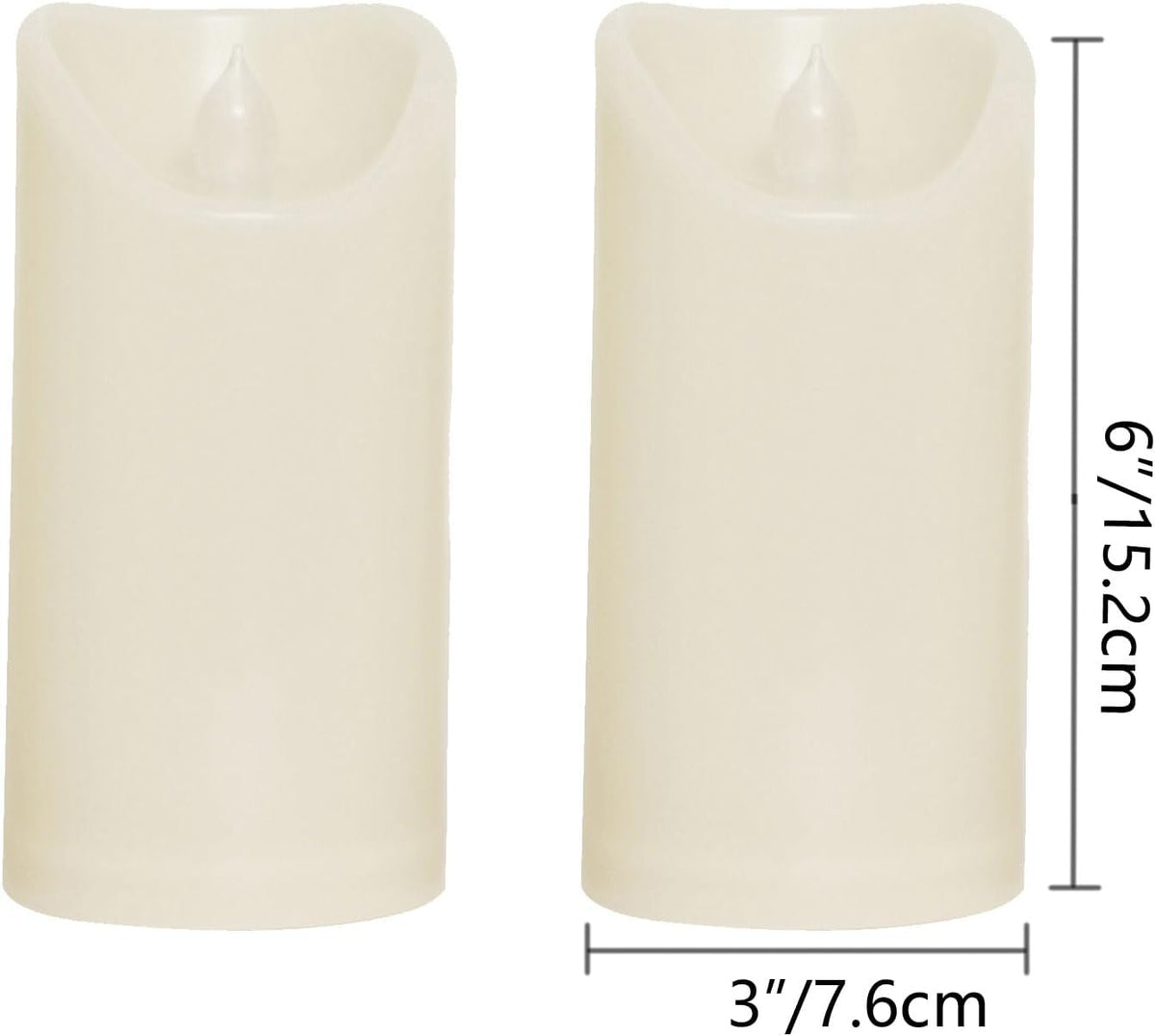 Waterproof Outdoor Battery Operated Flameless Candles with Auto Timer Flickering Plastic Resin Electric LED Pillar Lights for Lantern Patio Garden Wedding Party Decorations 3x6 Inches Ivory 2 Pack