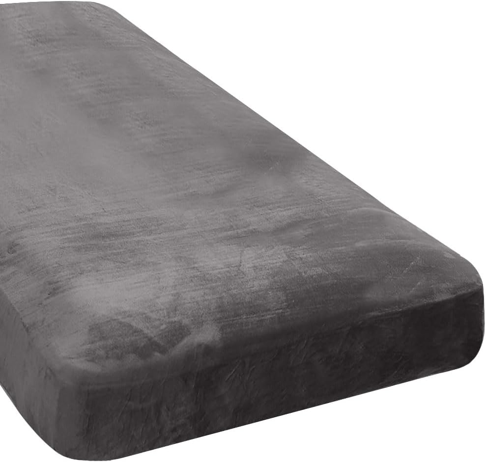 H.VERSAILTEX Velvet Stretch Individual Chaise Cover Sectional Couch Covers for L Shaped Sofa Both Left/Right Furniture Protector Seat Cushion Sofa Cover (1 Piece Chaise Cover, Grey)