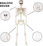 Halloween Skeletons Decorations - 5.4FT Life Size Posable Skeletons, Realistic Plastic Full Body Skeletons for Halloween Party Outdoor Haunted House Graveyard Decor