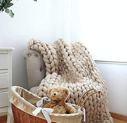Knitted Throw Blanket for Sofa,Handmade Knit Chunky Blanket Throw Sofa Throw for Gift Sofa Bed,Chunky Knit Blanket(Camel 40 inch x60 inch ),100x150 cm