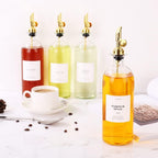 Molimoli Oil and Vinegar Dispenser with Metal Pour Spout, Weighted Pourer, Glass Bottle Dispenser for Kitchen, Olive Oil Cruet, Glass Olive Oil Bottle | 500ml, Set of 4