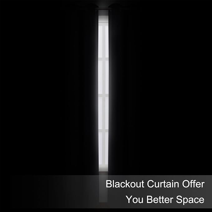 Blackout Curtains 52 x 90 inches Long Dark Grey Curtains Set of 2 Panels - Image 3