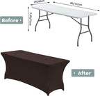 CWK 4FT Waterproof Stretch Spandex Table Cover for Rectangular Tables - Elastic Fitted Tablecloth for Folding Tables,Wrinkle Resistant Table Cloth for Parties, Weddings, Banquets & Events (Coffee)