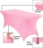 2Pack Spandex Waterproof Table Covers 6ft，Spandex 6ft Waterproof Table Cover for Party,Wedding, Banquet, and Events(Pink)